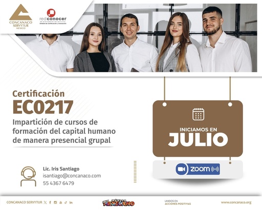 Certificación: EC0217 "Impartición de cursos de formación del capital humano de manera presencial grupal"  