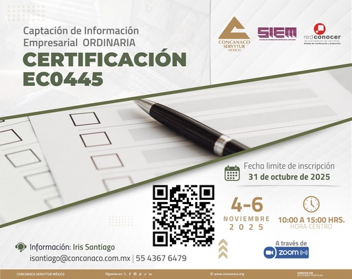 Certificación EC0445 Captación de Información Empresarial (SIEM) Ordinaria  